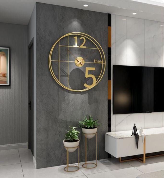 PC Home Decor | Hollow Happy Hours Wall Clock, Gold