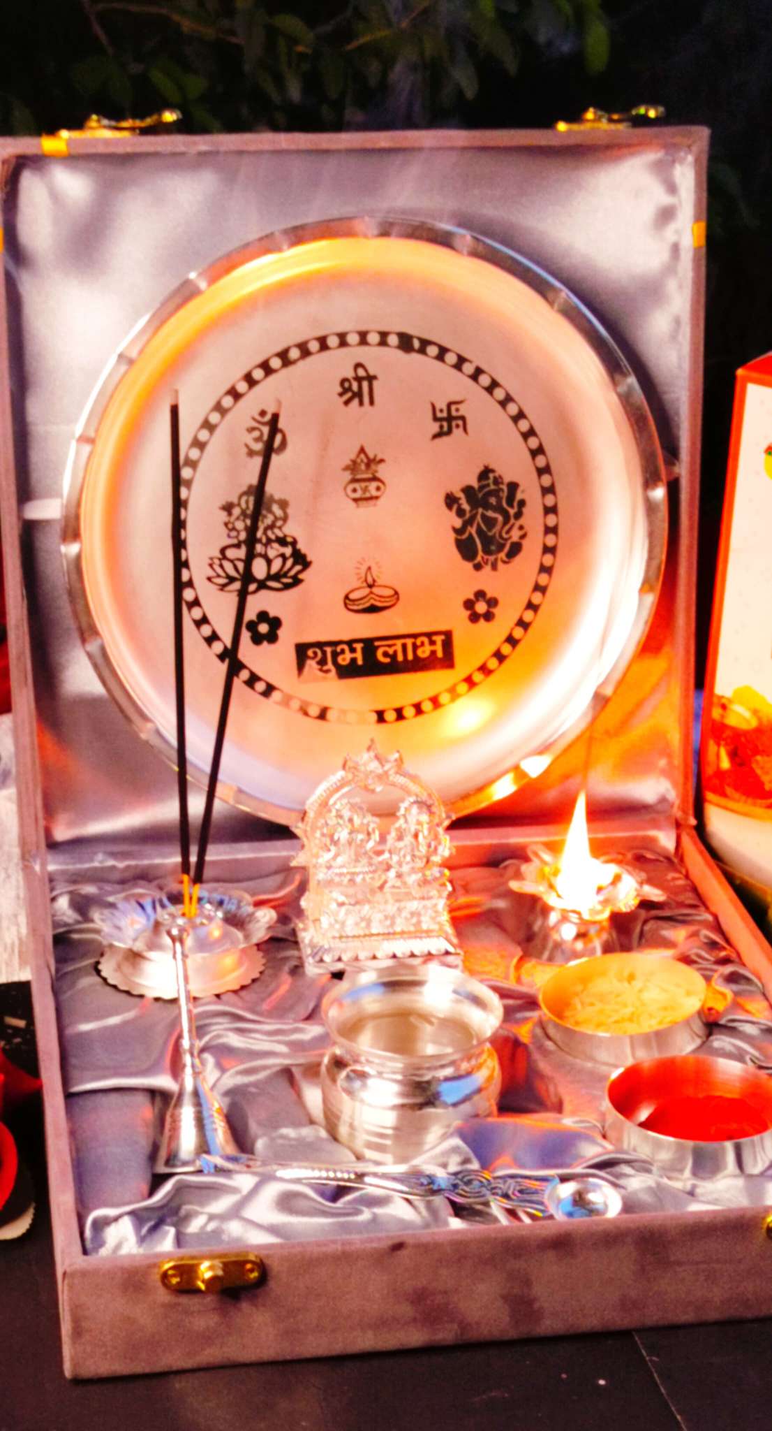 Diwali German Silver Pooja Thali Set for Sacred Celebrations