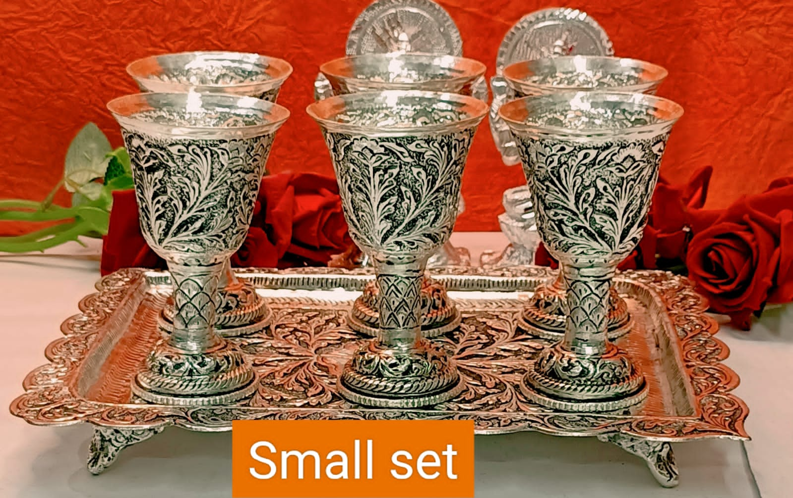 PC Home Decor | Silver Antique Glasses Set