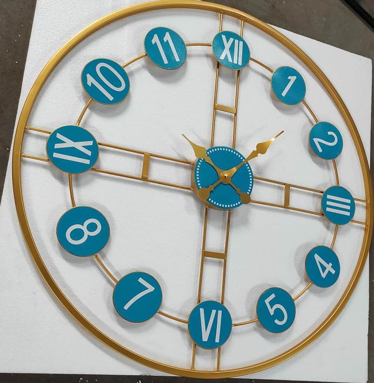 PC Home Decor | Blue Analogue Clock, Blue and Gold