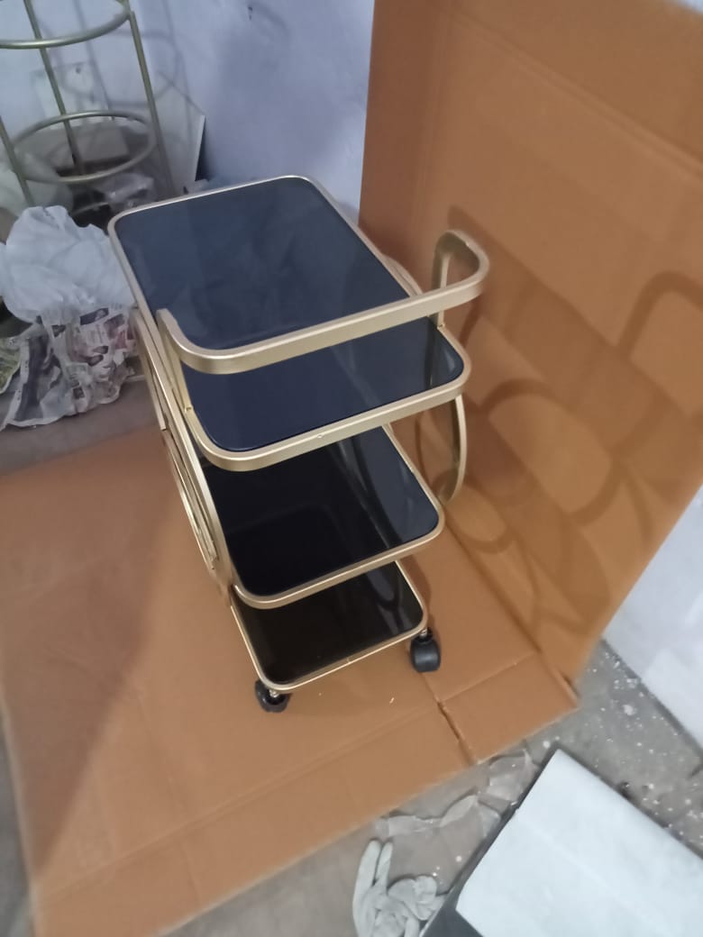 Serving Bar Trolly , Black and Gold