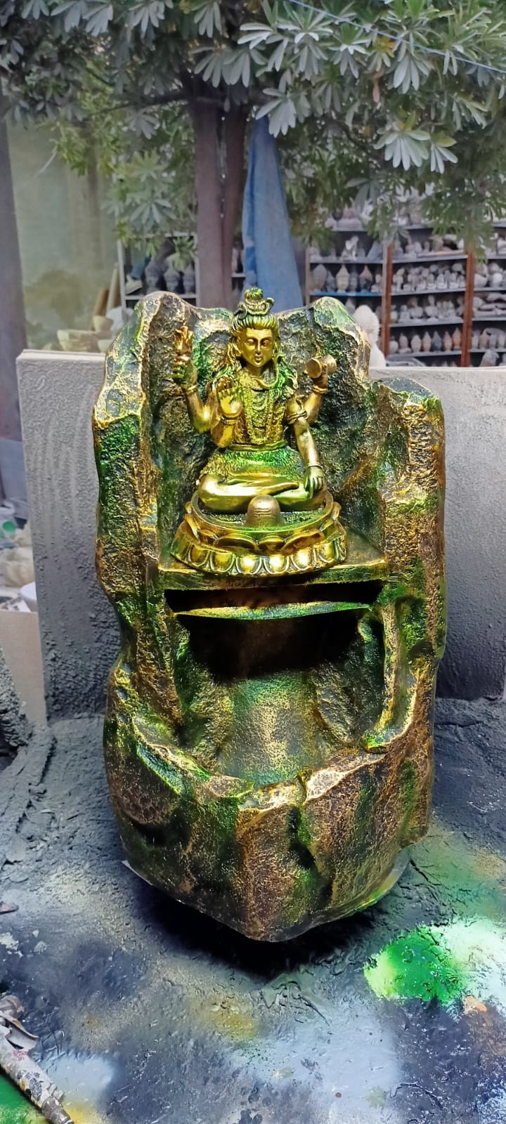 PC Home Decor | Mountain Shiva Fountain, Green