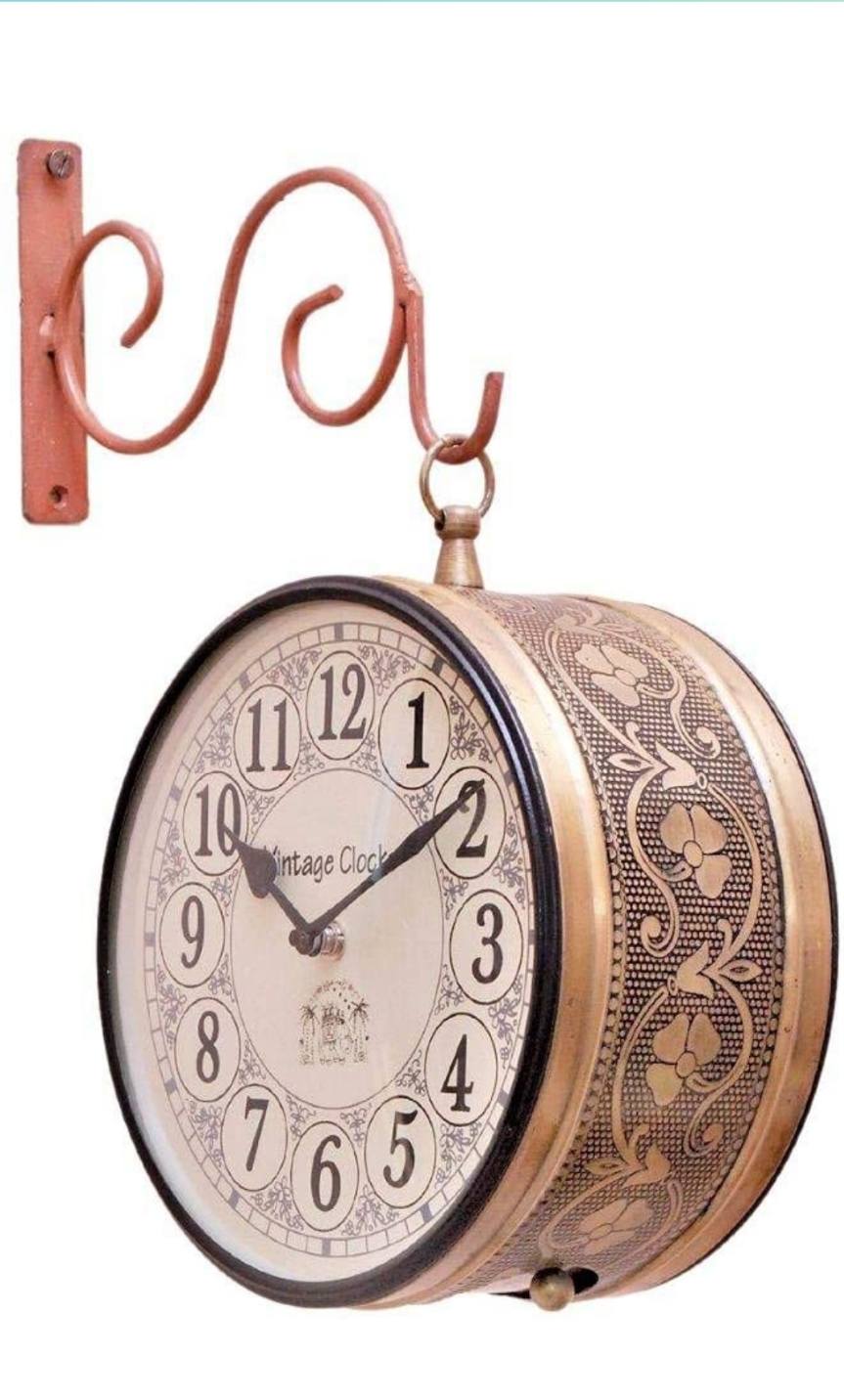 PC Home Decor | Railway Wall Clock, Gold and White