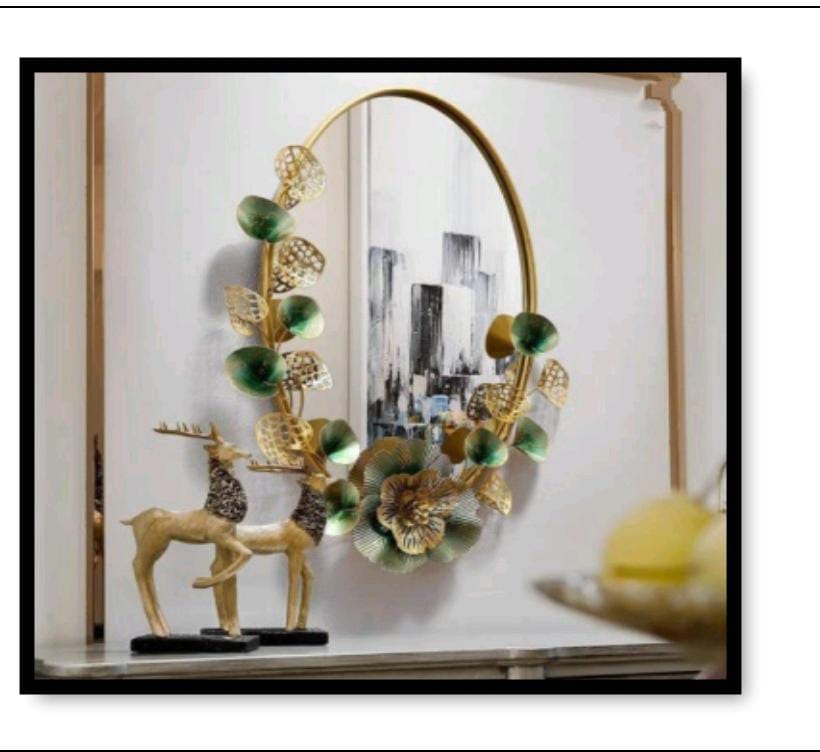 PC Home Decor | Circular Elegant Flower Blossom Mirror, Yellow and Green
