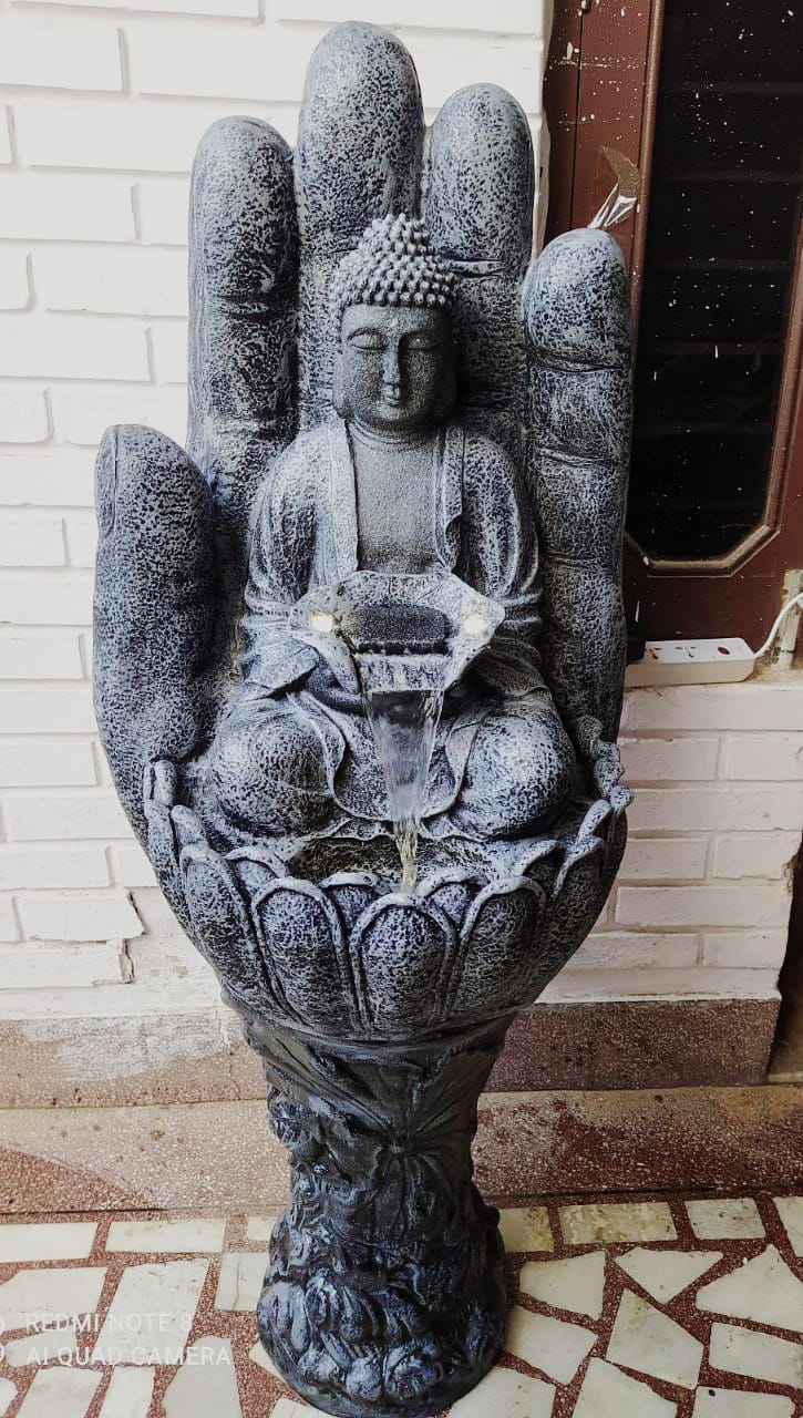 PC Home Decor |Hand Buddha Fountain, Grey