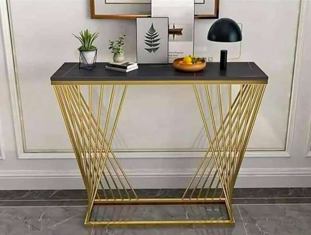 PC Home Decor | Tall Metal Console Table, Gold