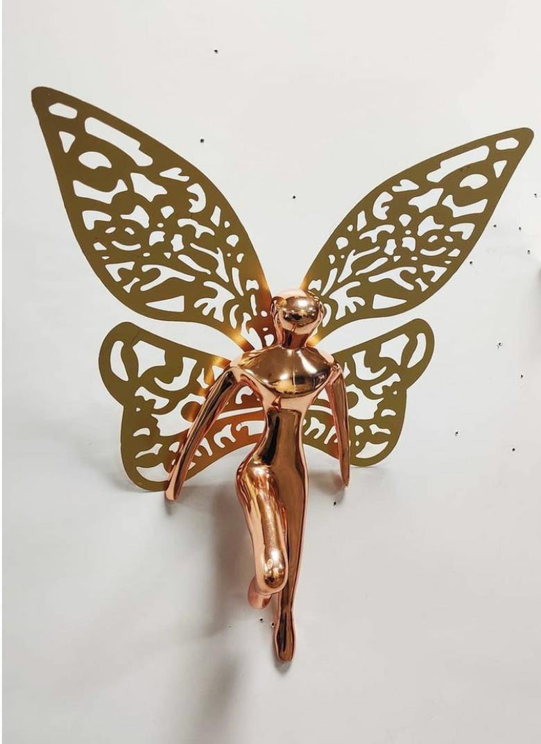Wing Man Wall Decor | Unique Angel Metal Butterfly Wall Art for Living room, Bed room