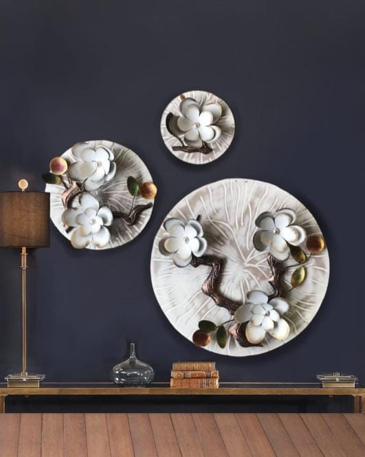 PC Home Decor |Flower On Round Panel Wall Decor