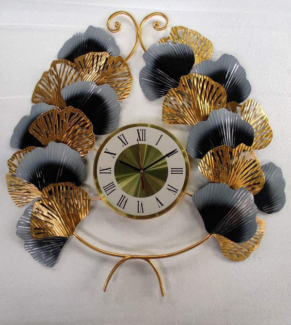 PC Home Decor | Small Metal Zingo Design Leaf Ring Clock, Gold and Gre ...
