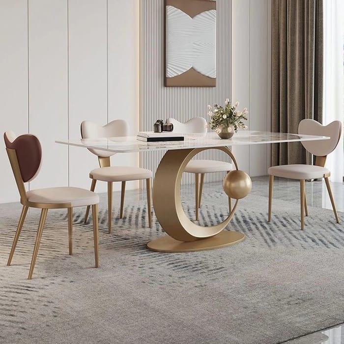 Half Moon Dinning Table With 4 Chairs