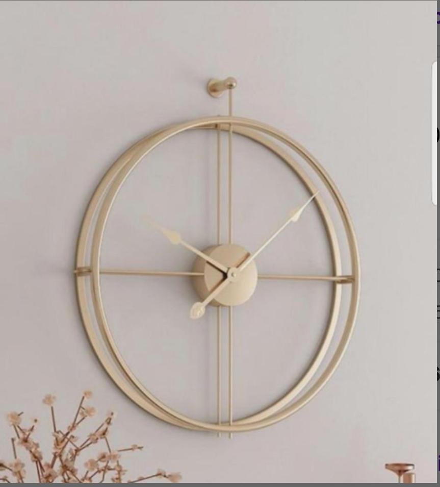 PC Home Decor | Double Pipe Metal Wall Clock, Gold