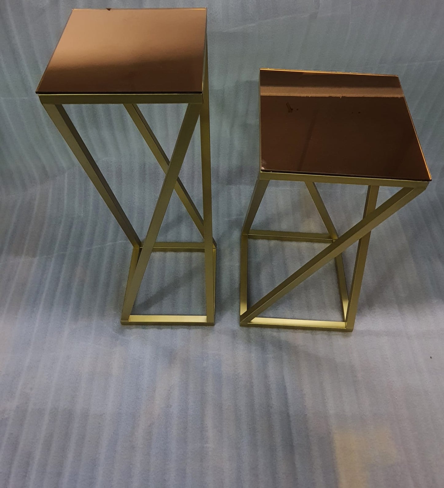 PC Home Decor | Set of 2 Side Table, Gold and Brown