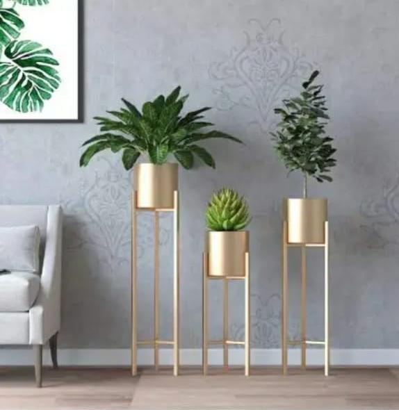 Tall Metal Plant Stand Indoor Brass Plated in Golden Finish Planter , one of the Indoor Planters