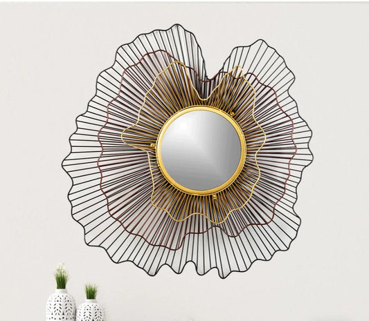 PC Home Decor | Large Minimal Flower Shape Circular Mirror, Gold