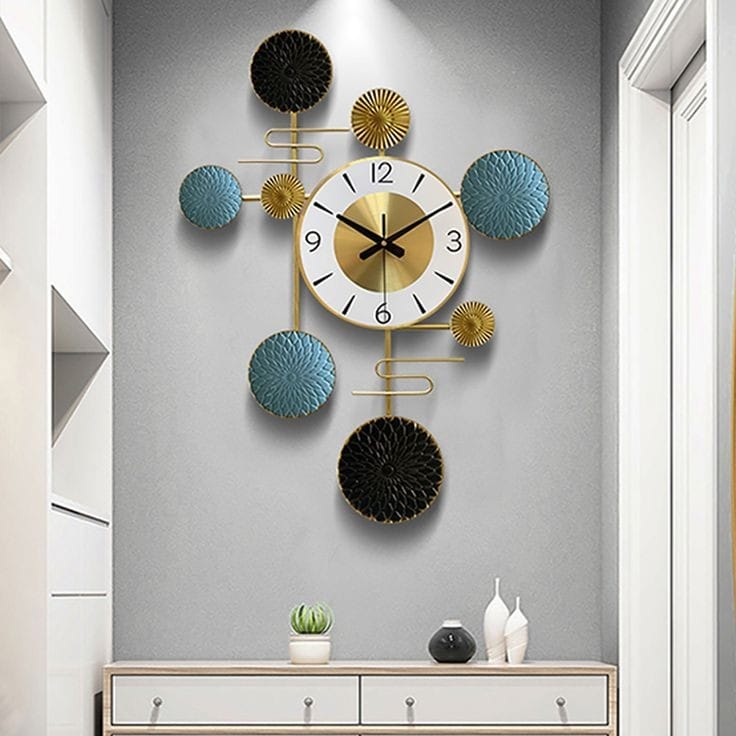 PC Home Decor | Big Wall Clock, Gold and Brown