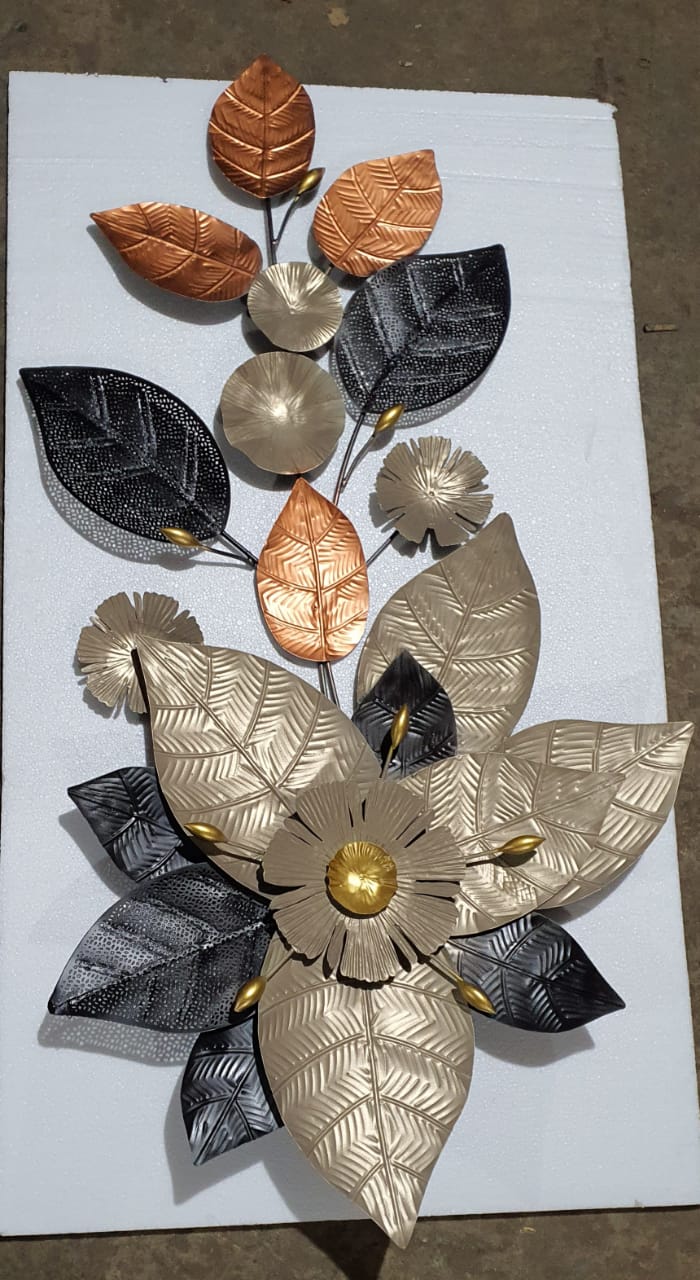 Exclusive Multicolor Leaf Wall Decor | Metallic Floral Wall Art