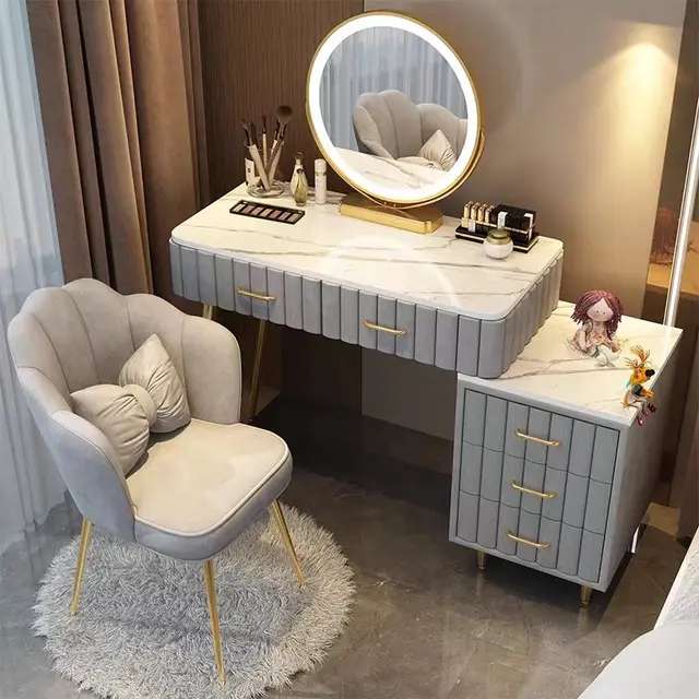 Modern Dressing Table With Chair and Mirror