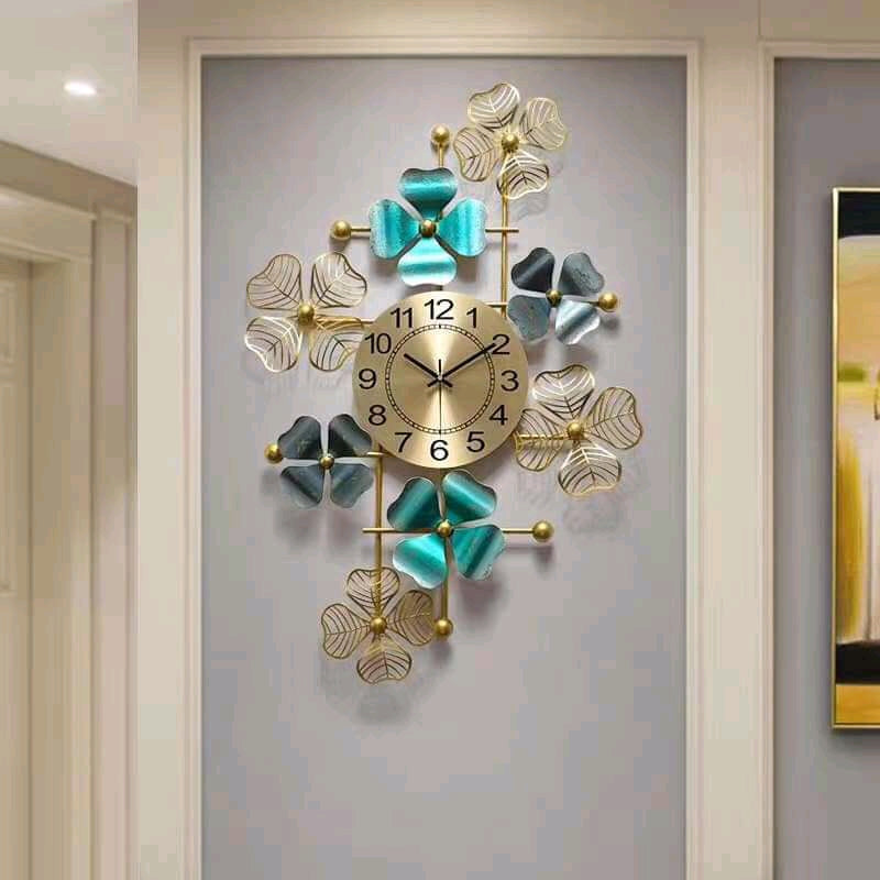 PC Home Decor | Metal Vertical Wall Clock , Blue and Gold