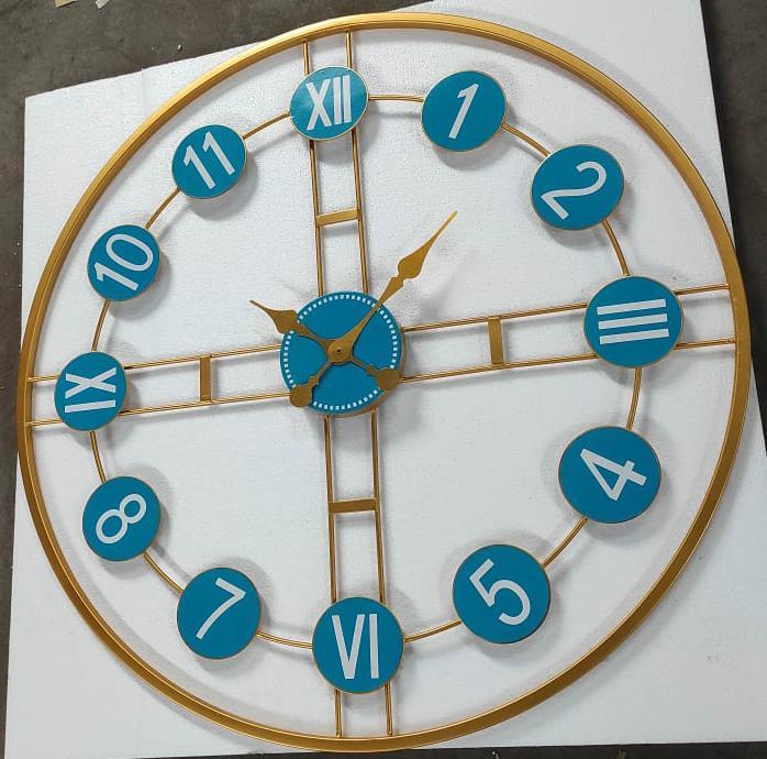 PC Home Decor | Blue Analogue Clock, Blue and Gold