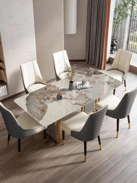 Elegant Dinning Table Set With 6 Chairs