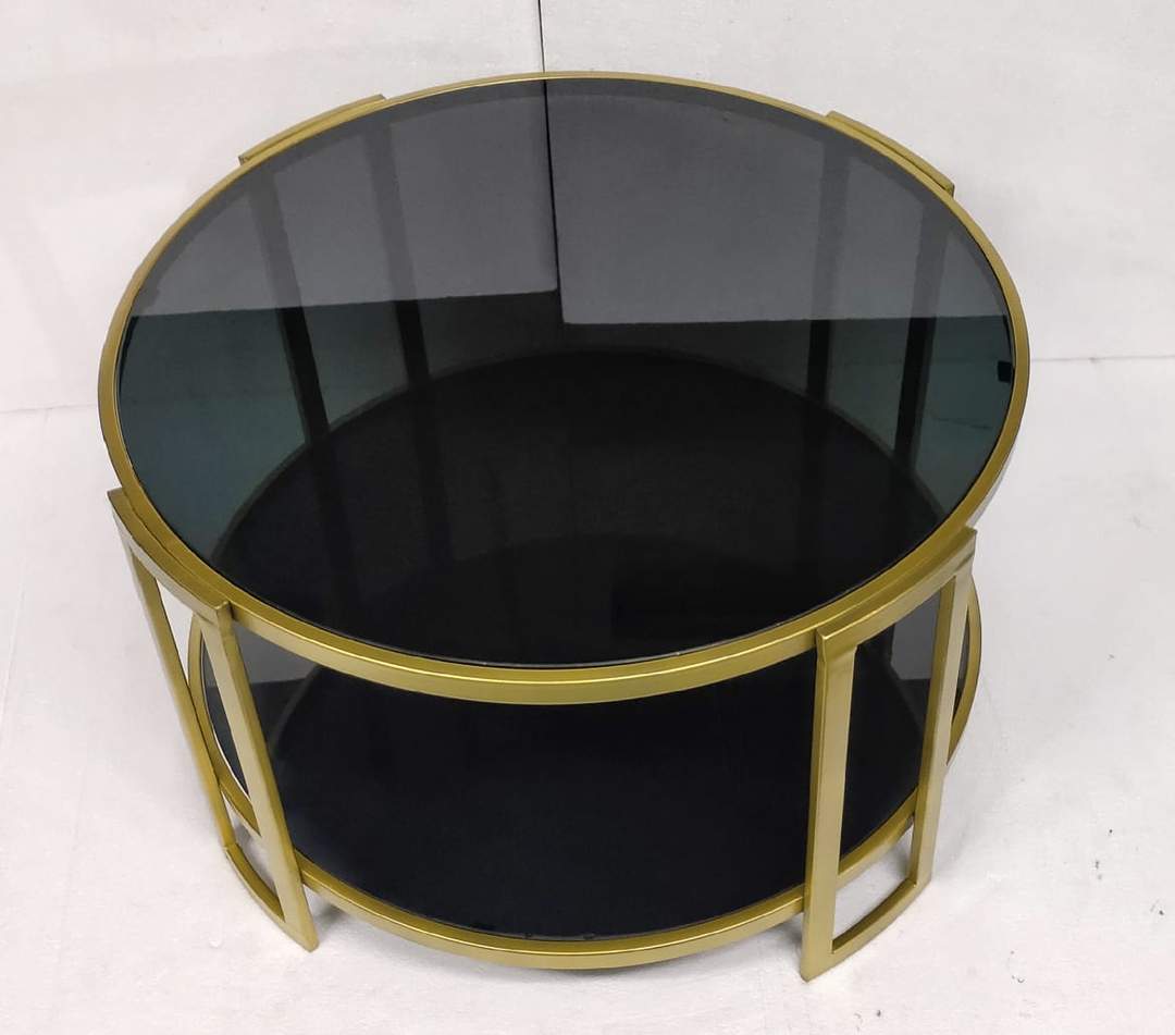 PC Home Decor | Iron Center Table with Glass Top, Bold and Black