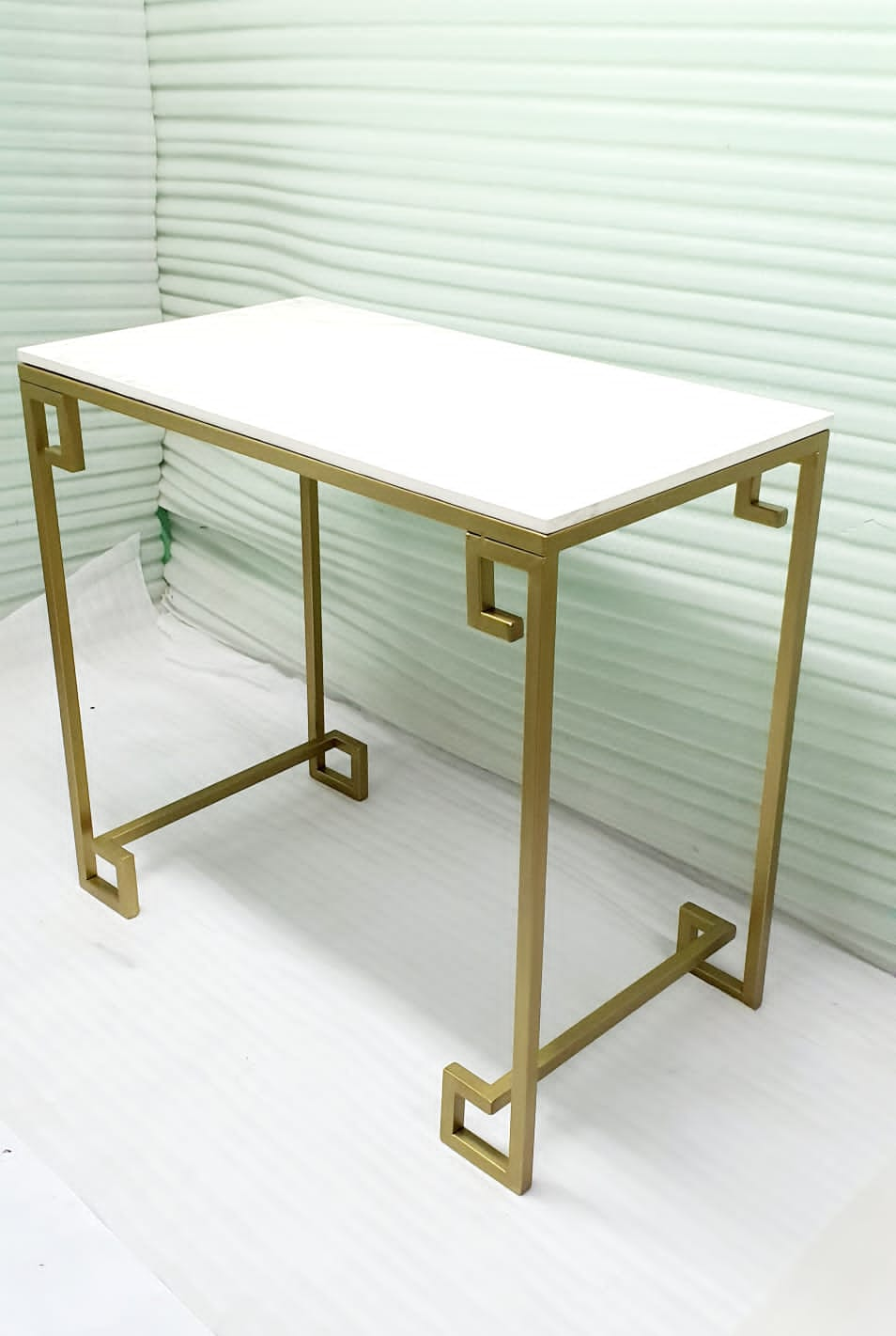 PC Home Decor | Console Table with Marble Top, Gold & White