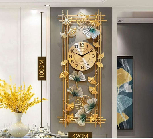PC Home Decor | Vertical Ginkgo Clock, Gold