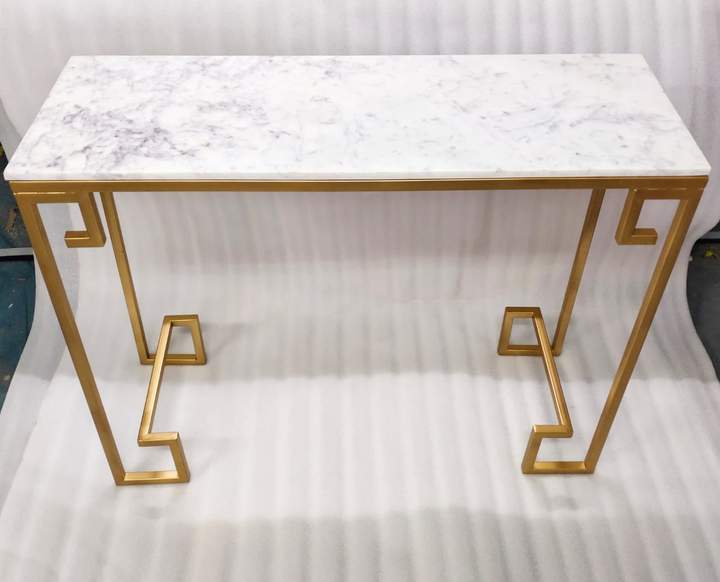 PC Home Decor | Aztec Design Console Table, White and Gold