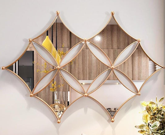 PC Home Decor | Connected Diamonds Mirror Wall Decor, Gold