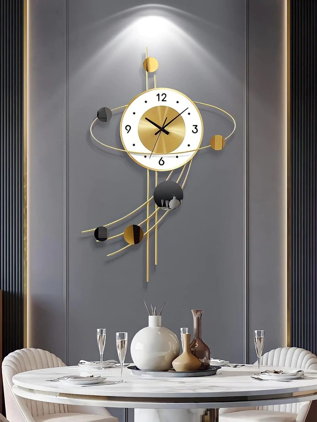 Crescent Shaped Designer Metal Wall Clock – PC HOME DECOR
