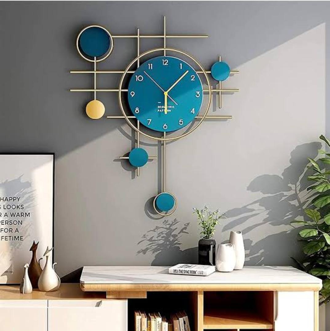 PC Home Decor | Metal Vertical Wall Clock, Blue