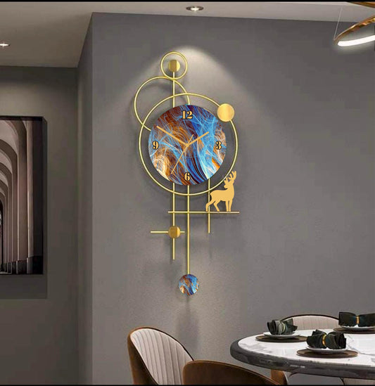 PC Decor | Metal Deer Planet Wall Clock, Gold