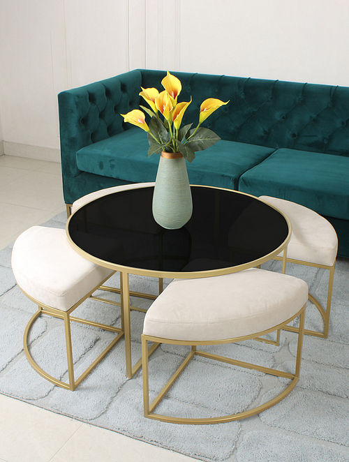 Round Centre Coffee Table With Stools