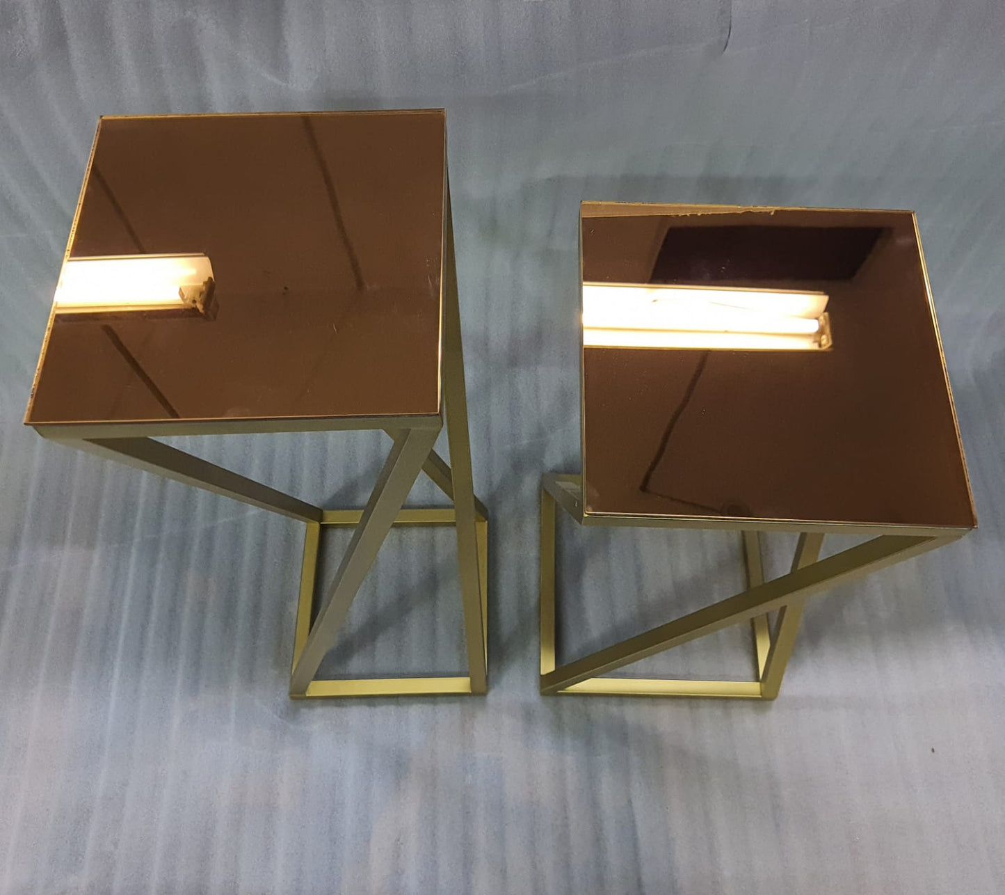 PC Home Decor | Set of 2 Side Table, Gold and Brown