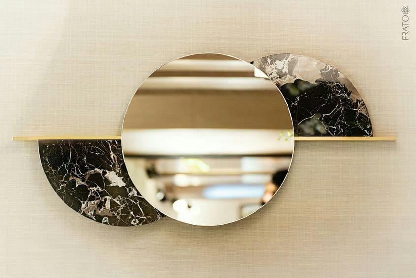 PC Home Decor | Wall Mirror with Extended Semi Circle Design, Black and Gold