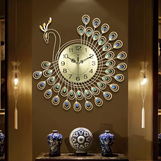PC Home Decor | Peacock Wall Clock, Gold