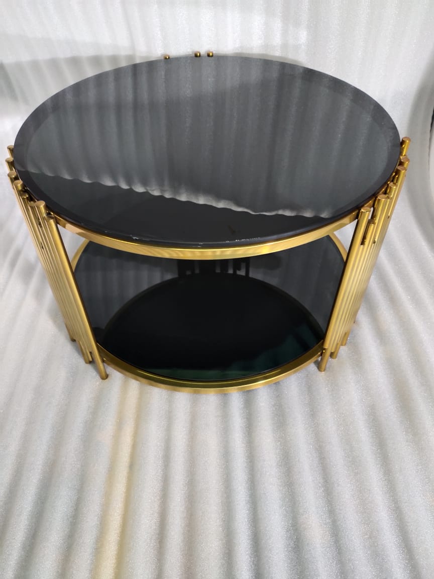 Stainless Steel Centre Table, Black and Gold