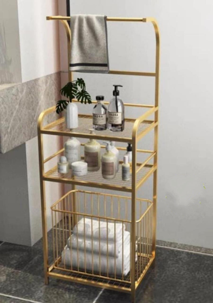 PC Home Decor | Metal Bathroom Storage Stand , Gold