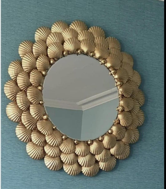 PC Home Decor | Sea Shell Mirror Decor, Light Gold