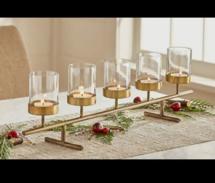 PC Home Decor | 5 Piece Candle Holder Set, Gold