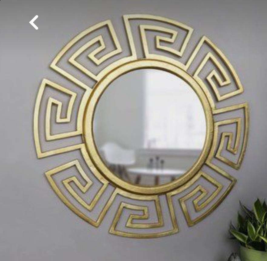 PC Home Decor | Medium Designer Metal Mirror Decor, Gold
