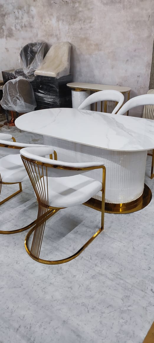 White Dining Table with 4 Chairs