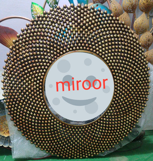PC Home Decor | Dotted Metal Wall Mirror, Gold