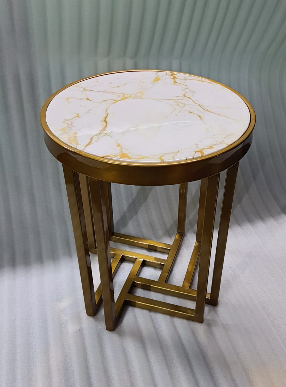 PC Home Decor | Coffee Table with Marble Top, Gold and White