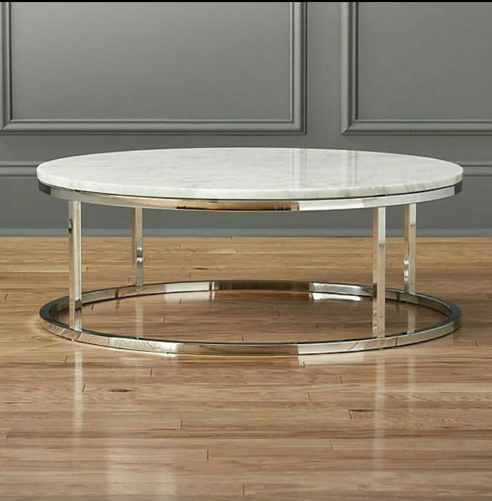 PC Home Decor | Stainless Steel Coffee Table, White & Steel