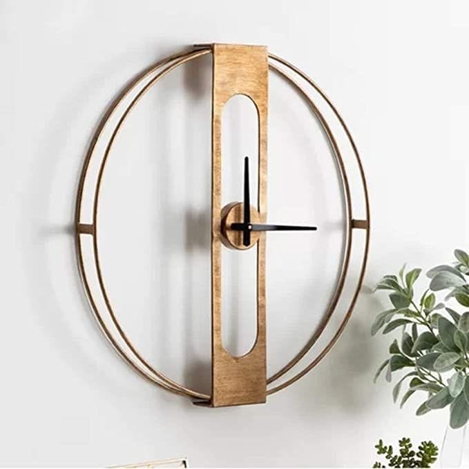 PC Home Decor | Minimal Hollow Metal Design Wall Clock , Gold