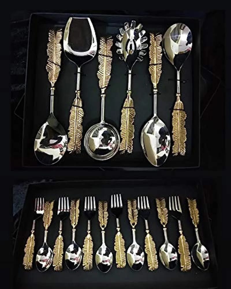 Serve Dinner With Style Exclusive Feather Cuterly Set Combo(Serving set+Dinner set) Set of 18pcs