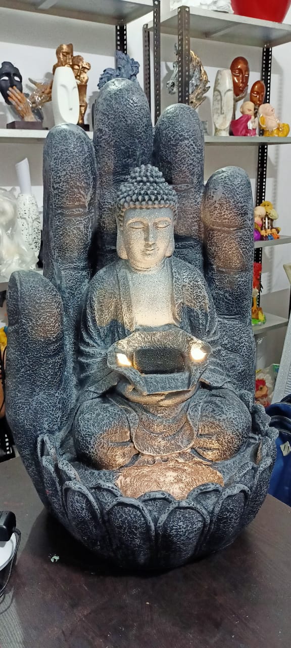 PC Home Decor | Hand of Buddha Fountain, Grey