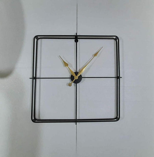 PC Home Decor | Minimal Follow Design Square Clock With No Numbers, Black and Gold