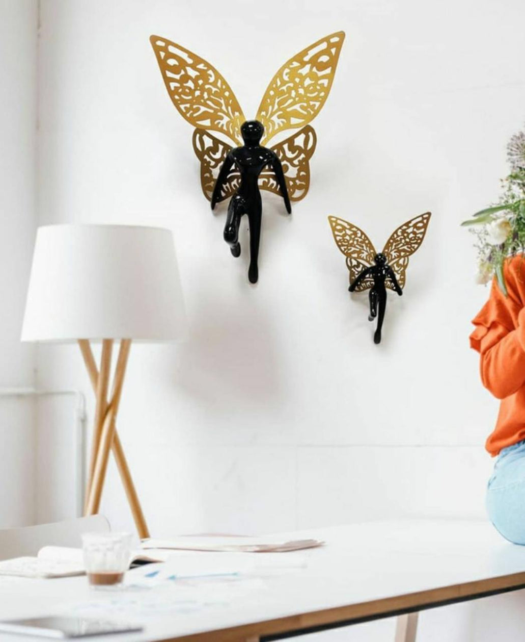 Wing Man Wall Decor | Unique Angel Metal Butterfly Wall Art for Living room, Bed room